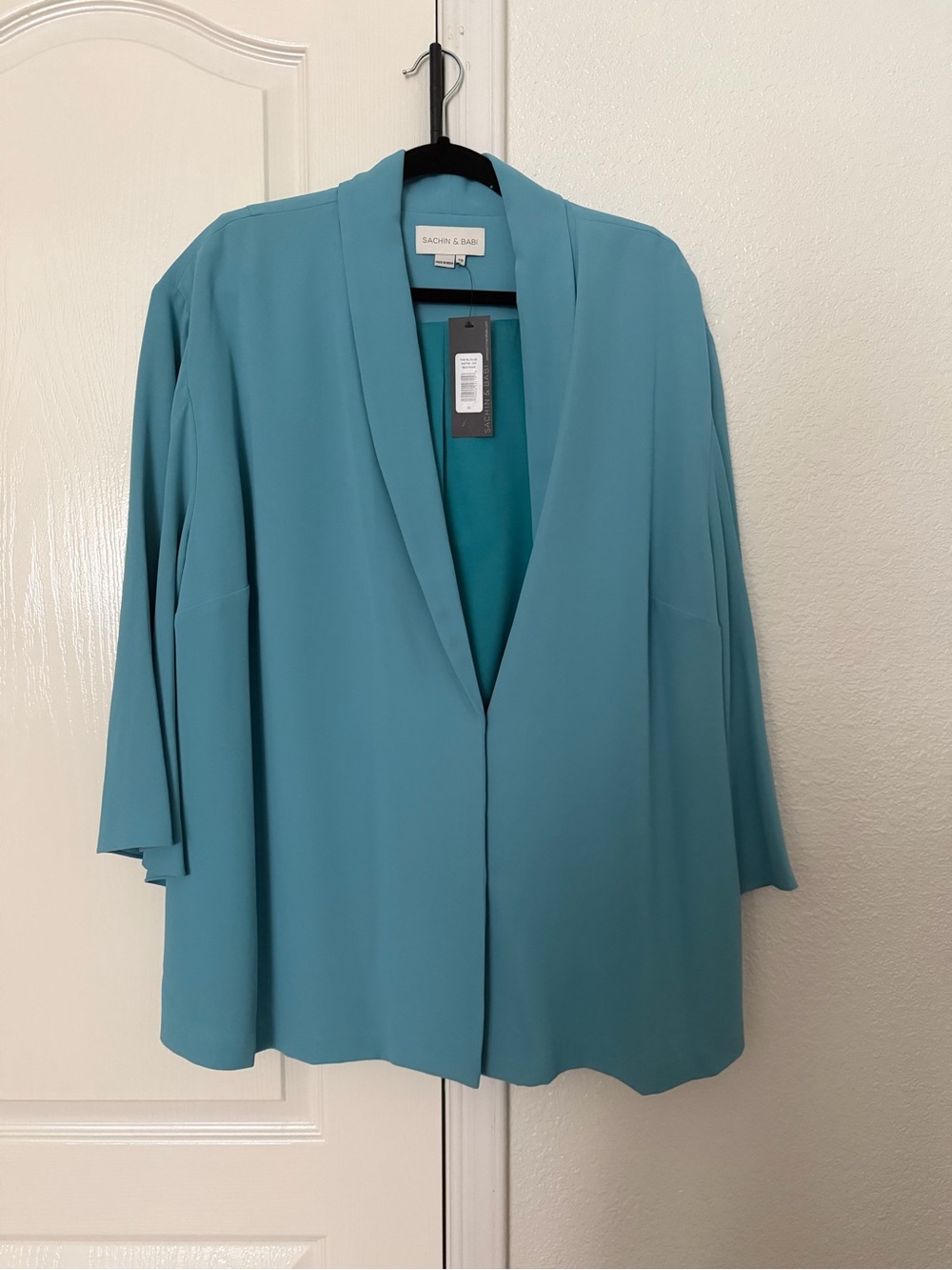 Sachin + Babi Teal Open-Front Draped Jacket